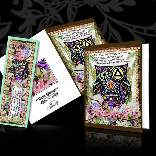 Owl Wisdom Serenity Prayer - Greeting Card and Bookmark