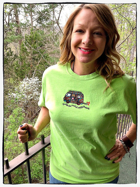 Embroidered Tshirt - Trudge the Road of a Happy Destiny