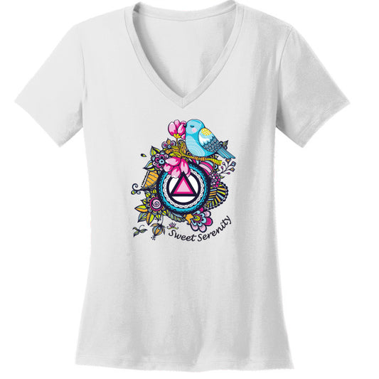 New! Sweet Serenity White V-Neck Tee