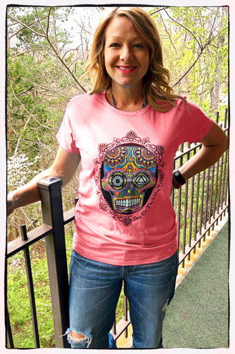 New! Sugar Skull Coral Tee