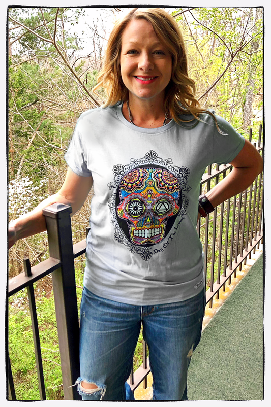 New! Sugar Skull Silver Tee